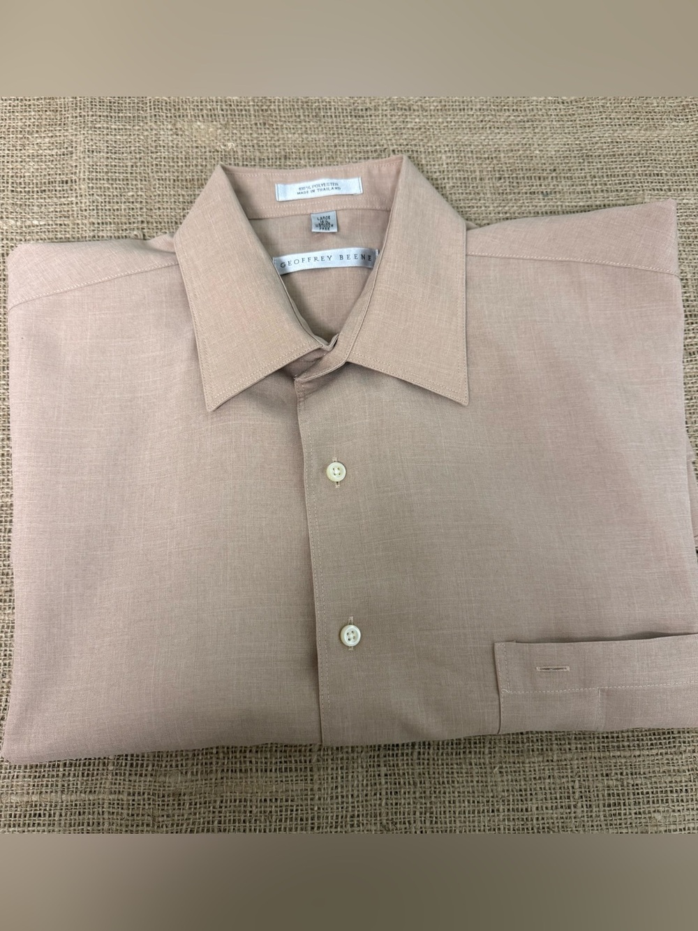 Geoffrey Beene Men's Long Sleeve Dress Shirt - tan. size 16.5.   34-35